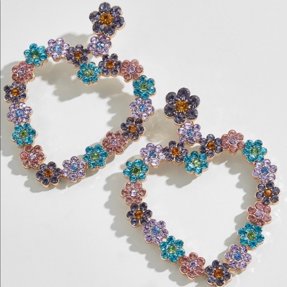 BaubleBar Magnolia Drop Heart Shape Multi-Color Fashion Earrings Blue 74666 New - Picture 3 of 16